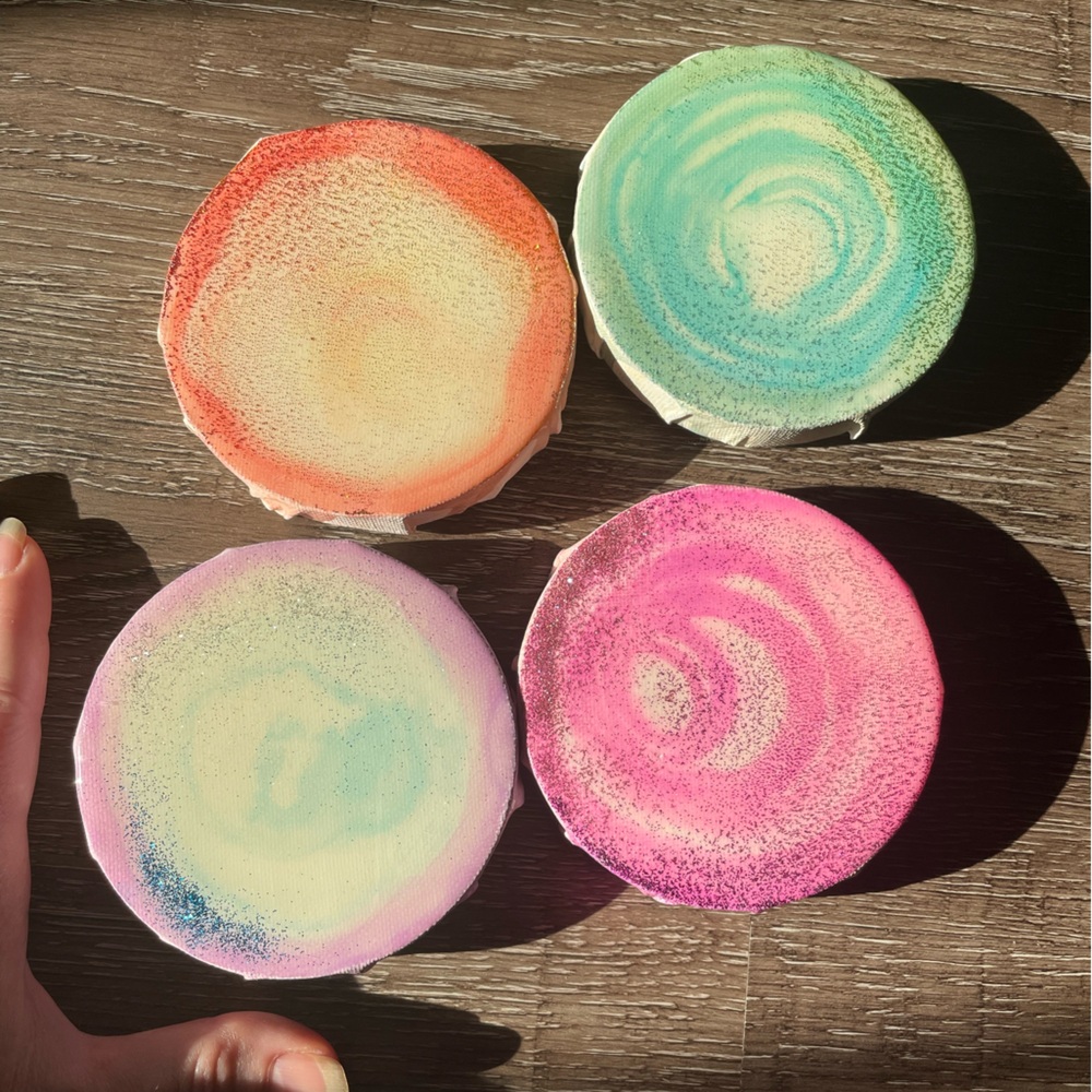 Colorful watercolor glitter and resin canvas